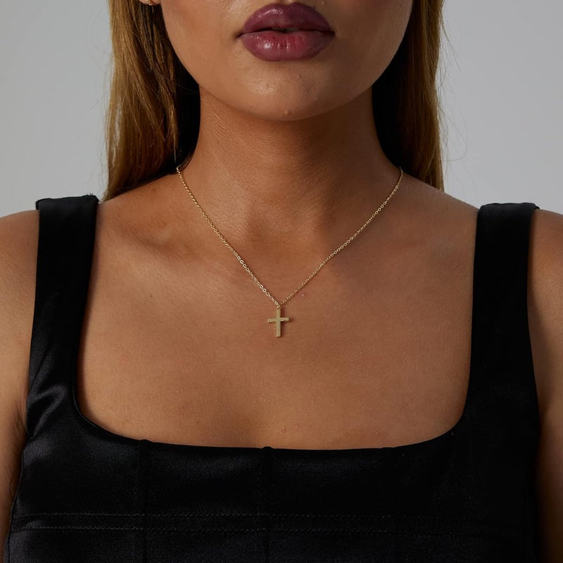 VIROMY Gold Cross Necklace for Women 14K Gold Plated Cute Sidways Cross Pendant Choker Necklaces Simple Trendy Everyday Jewelry for Women - Image 2